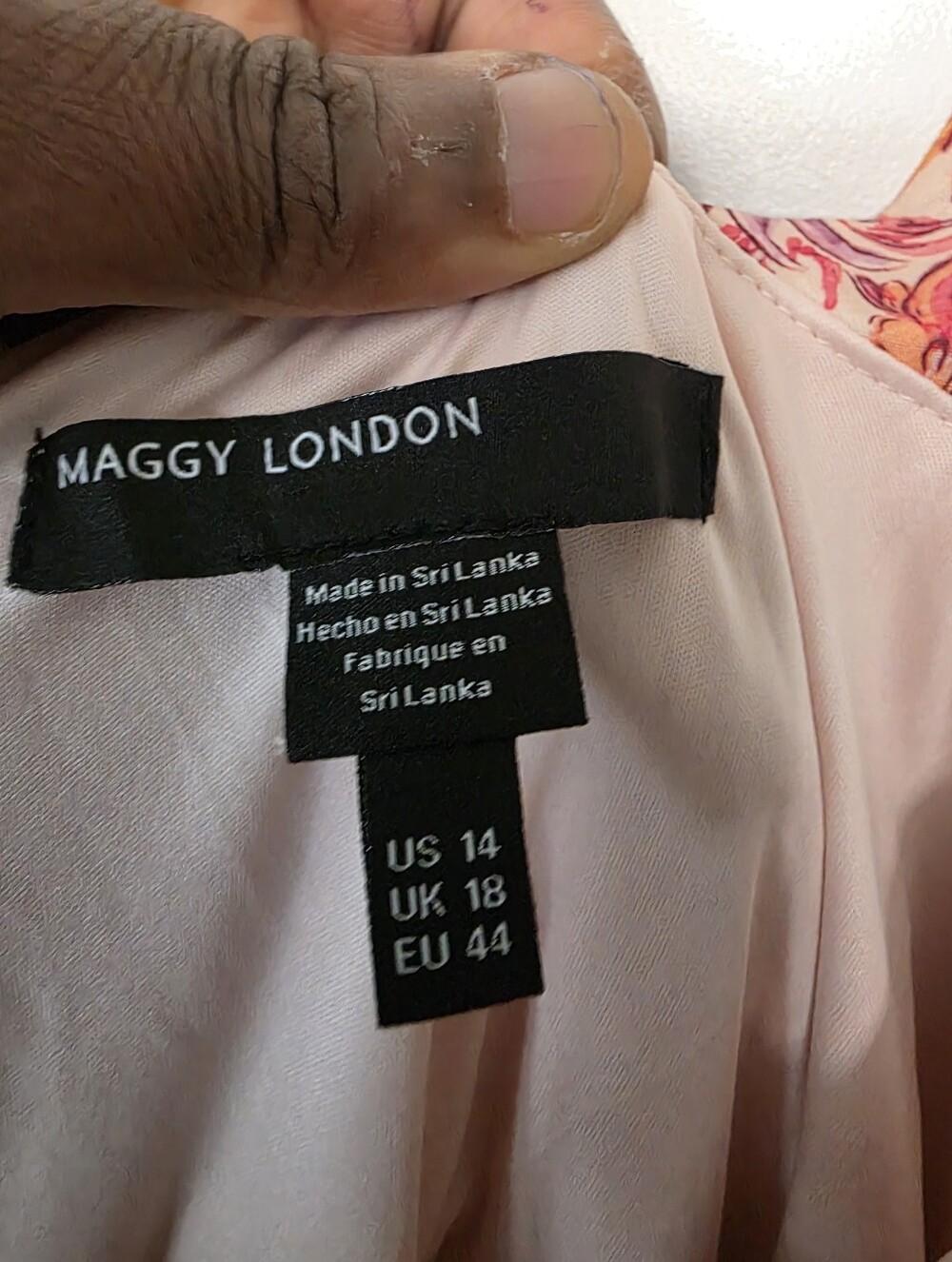 NWT Maggy London Tropical Print Midi Dress Size 14 Pink Palm Fit & Flare Sundres - Picture 6 of 12